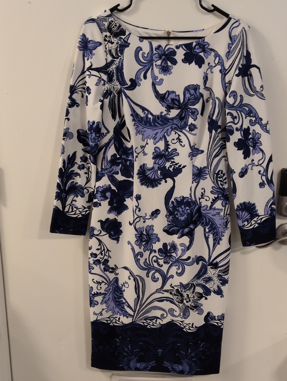 Eliza J Women’s White and Blue Floral Sheath Dress